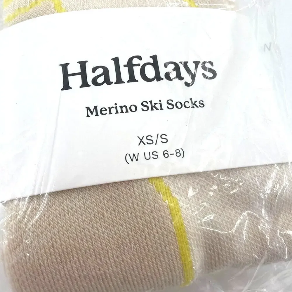 Halfdays Oatmilk Lightning Merino Light Cushion Ski Socks Size XS/S